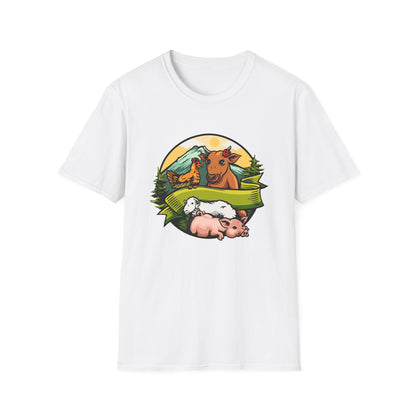 Charming Farm Animal Friends T-Shirt | Adorable Rustic Country Life Tee | Cow, Pig, Sheep & Chicken Design | Nature Lover's Gift