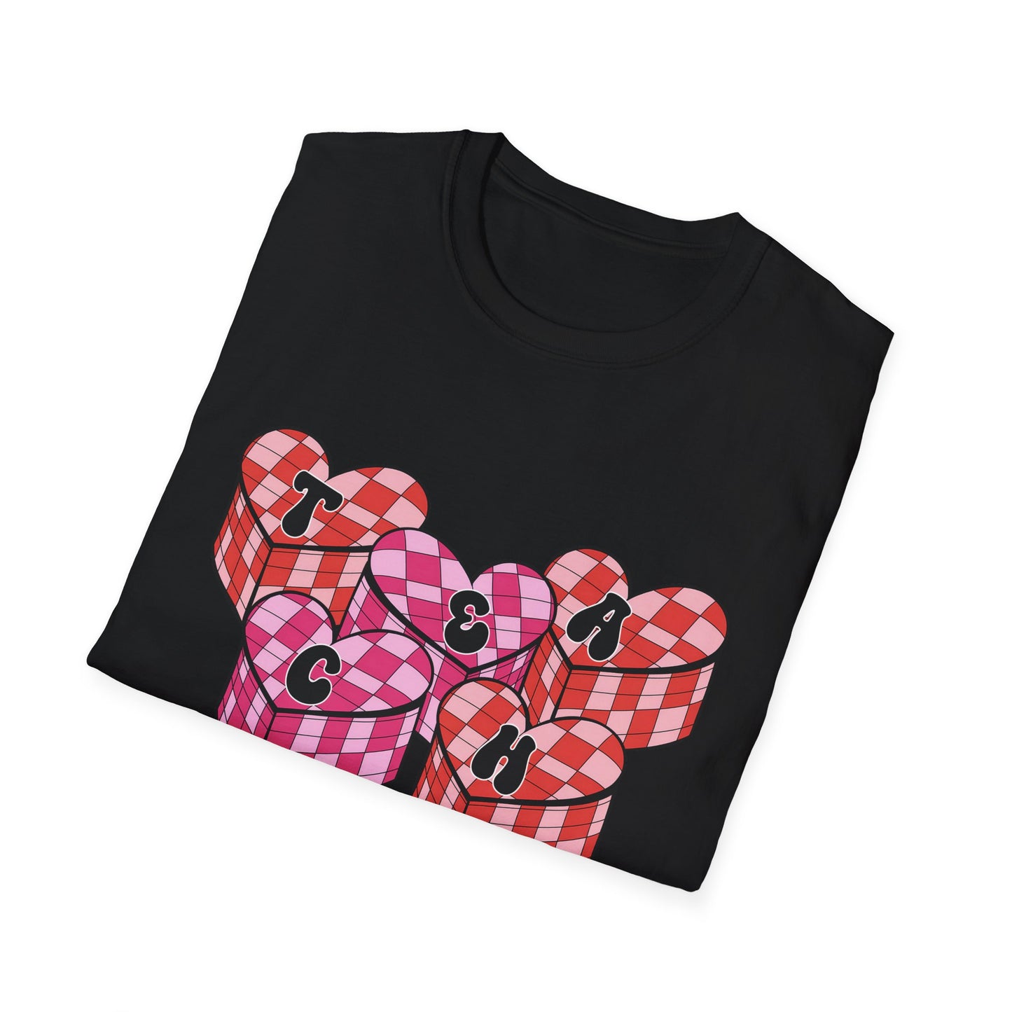 Heartfelt TEACH Hearts T-Shirt | Groovy Valentine's Gift for Educators | Trendy Teacher Appreciation Tee