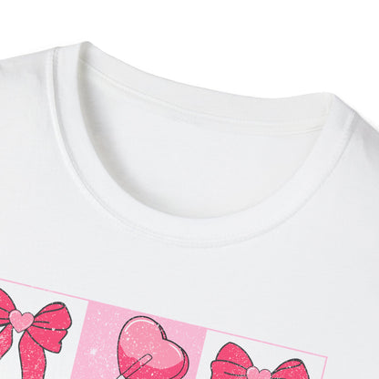 Distressed Pink Bows & Heart Lollipops T-Shirt | Sweet Grunge Love Core Aesthetic Tee for Women & Teens