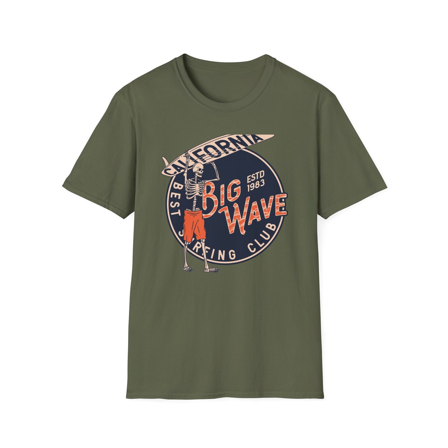 Epic California Big Wave Surfing Club T-Shirt - Vintage Skeleton Surfer Tee for Beach Lovers & Retro Style Fans