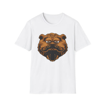 Dapper Grumpy Bear T-Shirt | Fierce Gentleman Animal Lover Tee | Unique Mustache Beard Design Gift