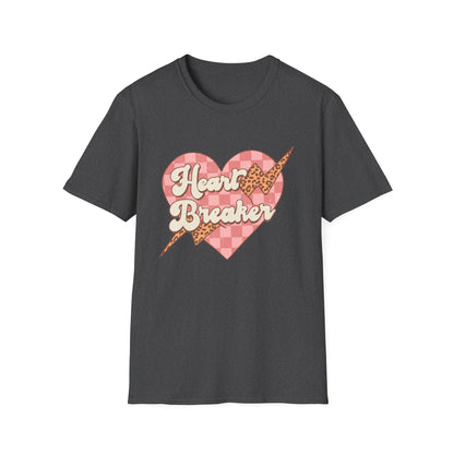 Trendy Heart Breaker T-Shirt - Sassy Leopard Print Lightning Bolt Checkered Heart Tee for Women