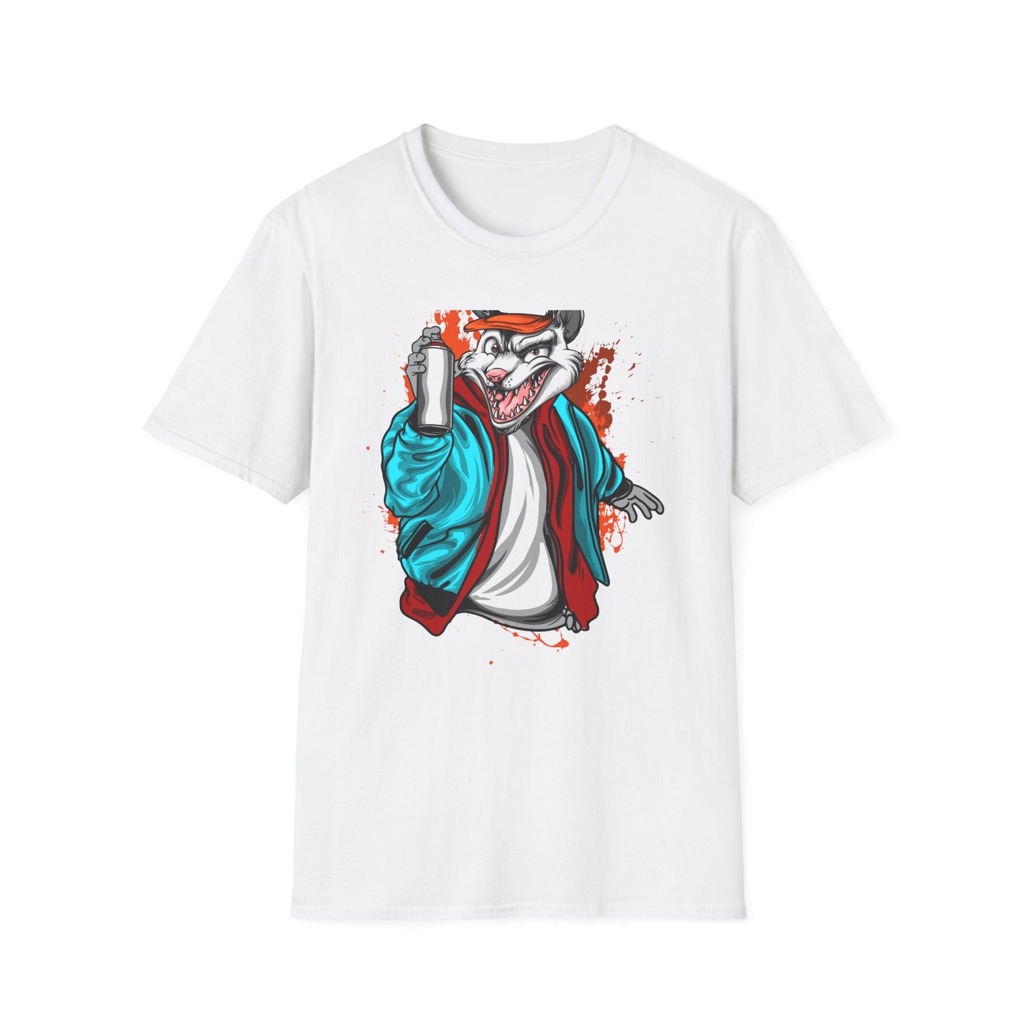 Unleash Your Inner Rebel: Epic Graffiti Rat T-Shirt - Bold Street Art Rodent Design with Spray Can for Urban Style