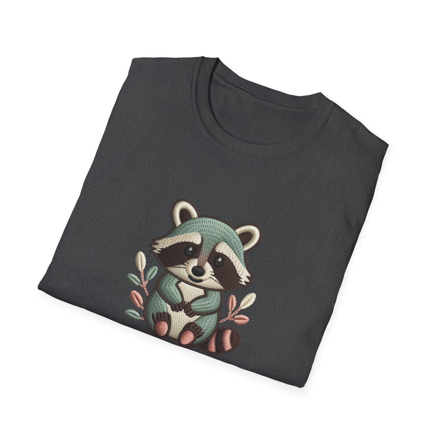 Adorable "Snack Life Chose Me" Raccoon T-Shirt | Funny Embroidered Style Animal Lover Tee | Cozy Unisex Foodie Gift