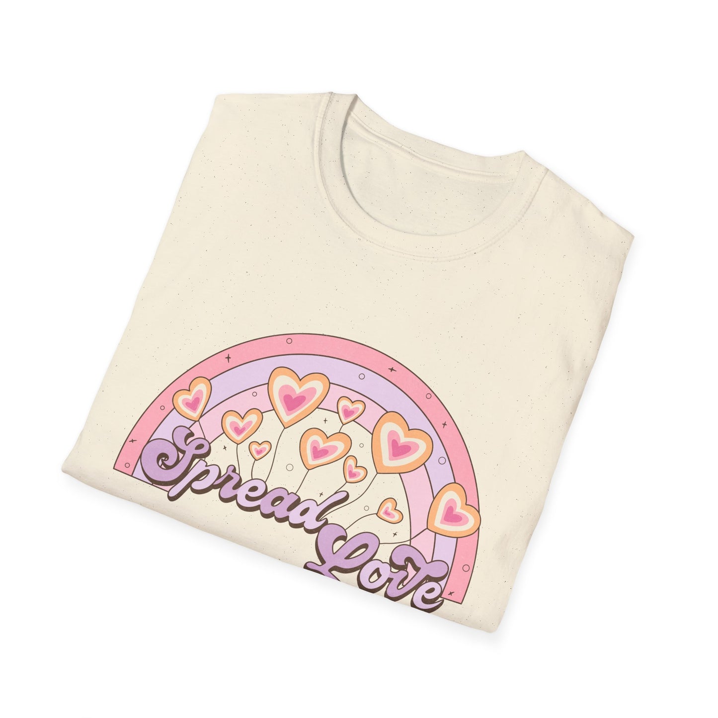 Groovy Spread Love T-Shirt | Retro Pastel Hearts Rainbow Tee | Empowering Positive Vibes for Women & Teens | Cute & Inspiring Gift
