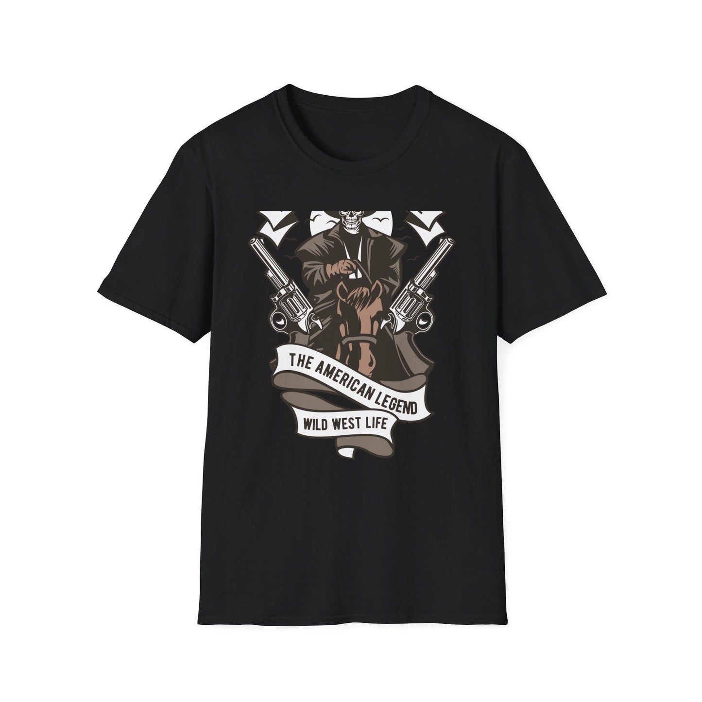 Legendary Wild West Skeleton Cowboy T-Shirt - Iconic American Legend & Vintage Outlaw Rider Tee for Men, Epic Western Culture Fan Gift