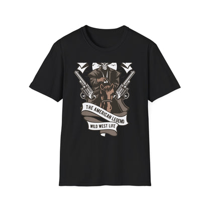 Legendary Wild West Skeleton Cowboy T-Shirt - Iconic American Legend & Vintage Outlaw Rider Tee for Men, Epic Western Culture Fan Gift
