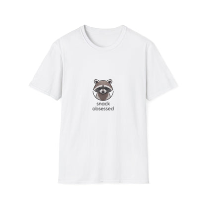 Snack Obsessed Raccoon T-Shirt - Adorable Embroidered Look Tee for Foodie Animal Lovers | Funny Wildlife Fan Gift