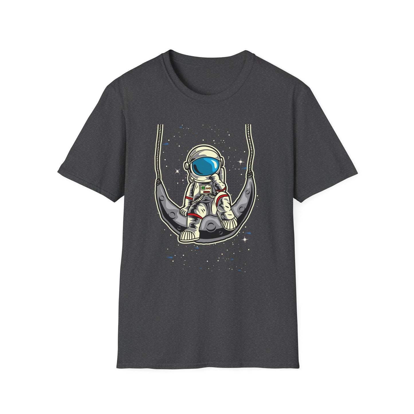 Cosmic Dreamer Astronaut Moon Swing T-Shirt | Unique Space Explorer Tee for Stargazers & Sci-Fi Fans