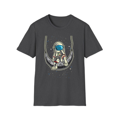 Cosmic Dreamer Astronaut Moon Swing T-Shirt | Unique Space Explorer Tee for Stargazers & Sci-Fi Fans