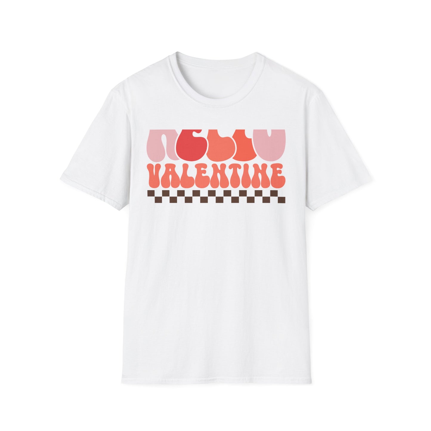 Groovy Hello Valentine T-Shirt - Retro 70s Style Tee with Checkerboard Print | Trendy Valentine's Day Gift for Her