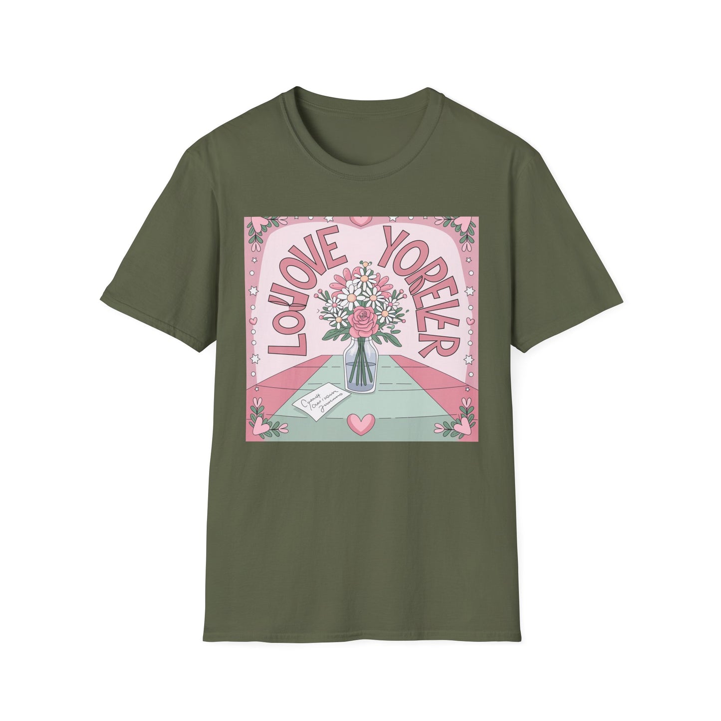 Charming "Love You Forever" Floral T-Shirt - Romantic Daisy & Rose Bouquet Tee for Sweet Hearts & Special Gifts