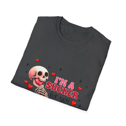 Funny Skeleton Love T-Shirt: "I'm a Sucker for You" Valentine's Day Graphic Tee - Unique Couple's Gift