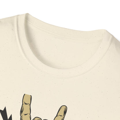 Epic Let's Rock On T-Shirt - Electrifying Rock N Roll Hand Sign Tee for Music Lovers & Concerts | Dynamic Spiked Wristband Design