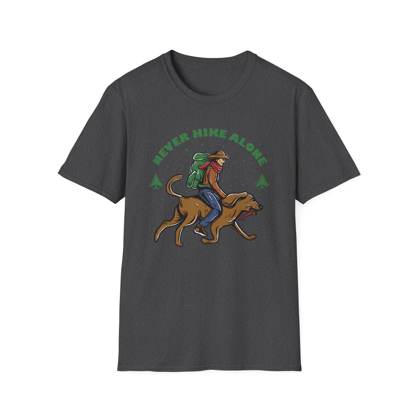 Never Hike Alone T-Shirt | Epic Hiker & Dog Lover Tee for Outdoor Adventures | Companion Goal Shirt Gift