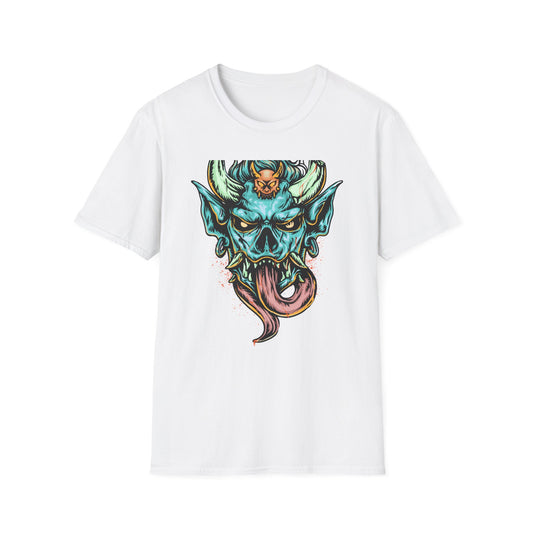 Vibrant Oni Demon Mask T-Shirt | Epic Japanese Folklore Monster Tee | Bold Streetwear & Goth Style Apparel