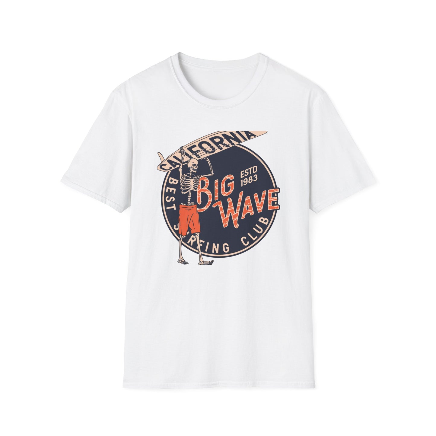 Epic California Big Wave Surfing Club T-Shirt - Vintage Skeleton Surfer Tee for Beach Lovers & Retro Style Fans