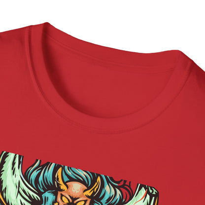 Vibrant Oni Demon Mask T-Shirt | Epic Japanese Folklore Monster Tee | Bold Streetwear & Goth Style Apparel