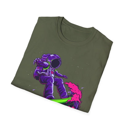 Vibrant Astronaut Surfing T-Shirt - Epic Space Wave Design for Sci-Fi & Surf Lovers | Unique Cosmic Apparel