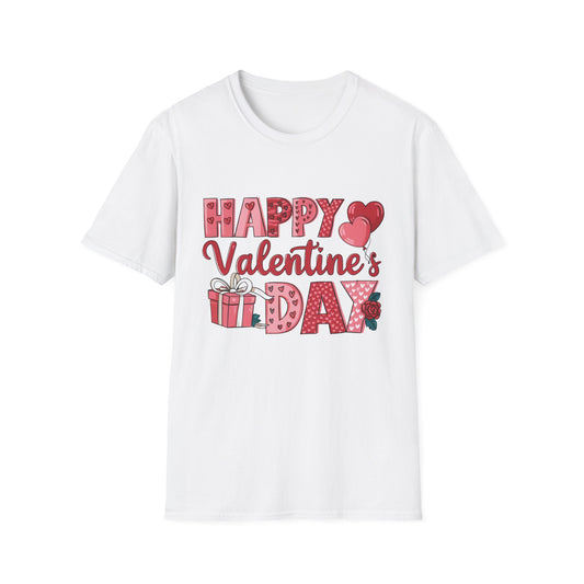 Sweet Happy Valentine's Day T-Shirt | Charming Hearts, Balloons & Gift Design Tee | Perfect for Romantic Celebrations & Love Gifts