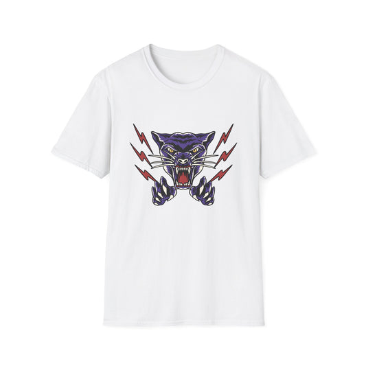 Fierce Purple Panther Lightning T-Shirt | Striking Wildcat Roar Graphic Tee for Edgy Style | Unleash Power!