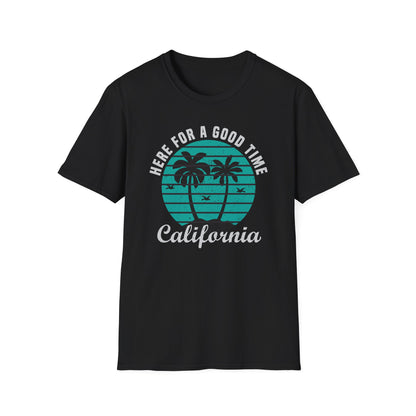 California Good Time T-Shirt | Retro Palm Tree Beach Vacation Tee | Trendy Summer Travel Shirt for Men & Women