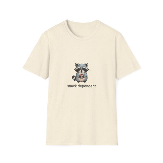 Adorable Snack Dependent Raccoon T-Shirt | Funny Foodie Animal Tee | Cute & Comfy Graphic Top for Snack Lovers