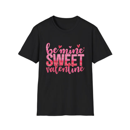 Charming "Be Mine Sweet Valentine" T-Shirt | Adorable Pink Hearts & Glitter Print | Perfect Romantic Gift Tee for Her