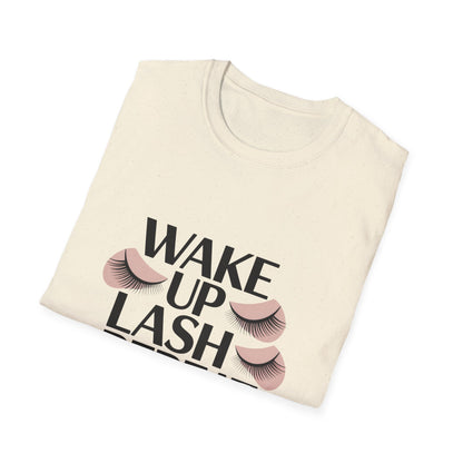 Wake Up & Lash T-Shirt | Chic Eyelashes Design for Beauty Lovers, Lash Techs & Makeup Artists | Glamorous Eye Tee