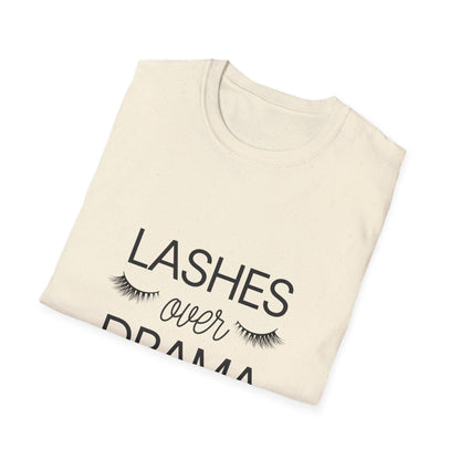 Fabulous "LASHES over DRAMA" T-shirt - Chic Eyelash Design Tee for Makeup Lovers & Beauty Queens - Empowering Gift