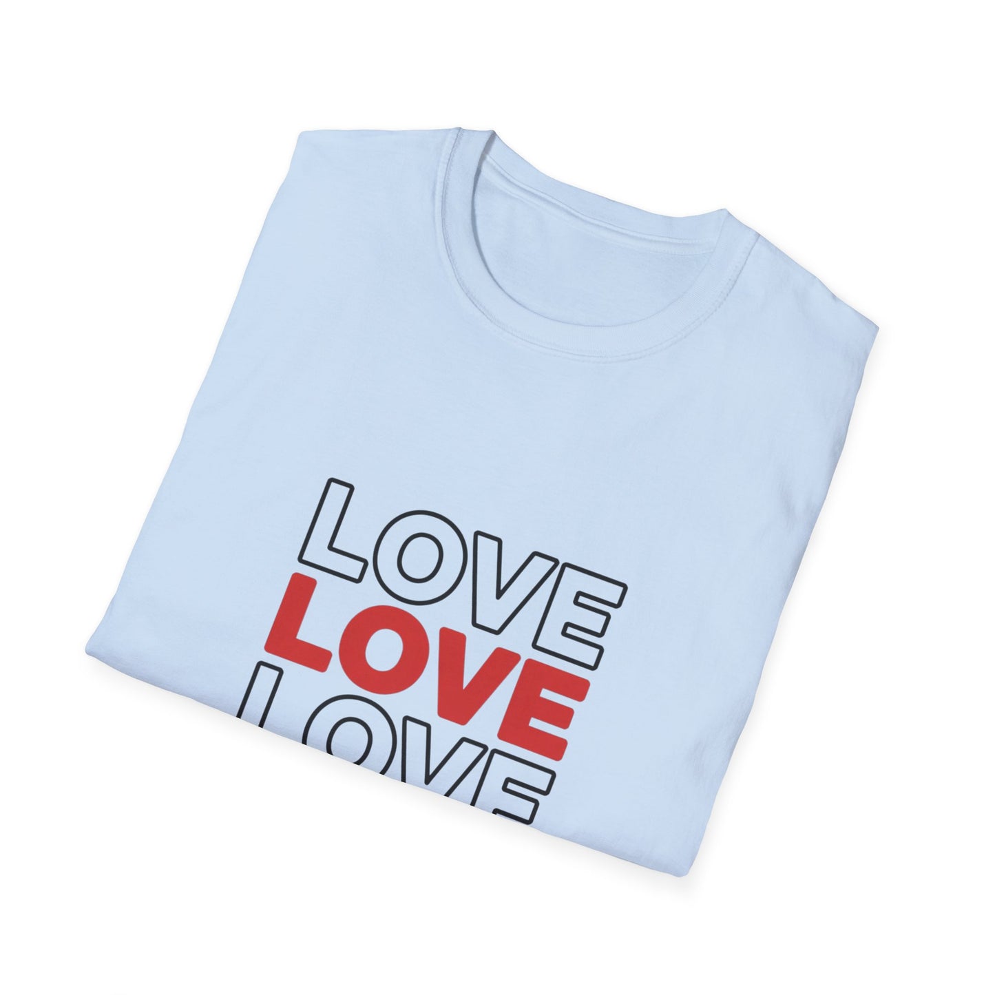 Vibrant 'LOVE LOVE LOVE' T-Shirt | Modern Red & Outline Design | Express Your Passion | Stylish Unisex Tee Gift