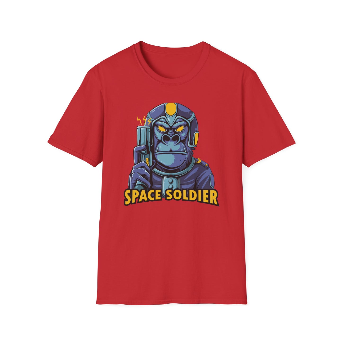 Epic Space Soldier Gorilla T-Shirt: Fierce Sci-Fi Ape Blaster Tee - Galactic Warrior Graphic for Gamers & Sci-Fi Fans