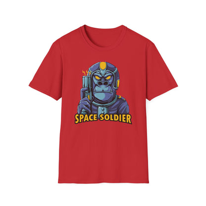 Epic Space Soldier Gorilla T-Shirt: Fierce Sci-Fi Ape Blaster Tee - Galactic Warrior Graphic for Gamers & Sci-Fi Fans