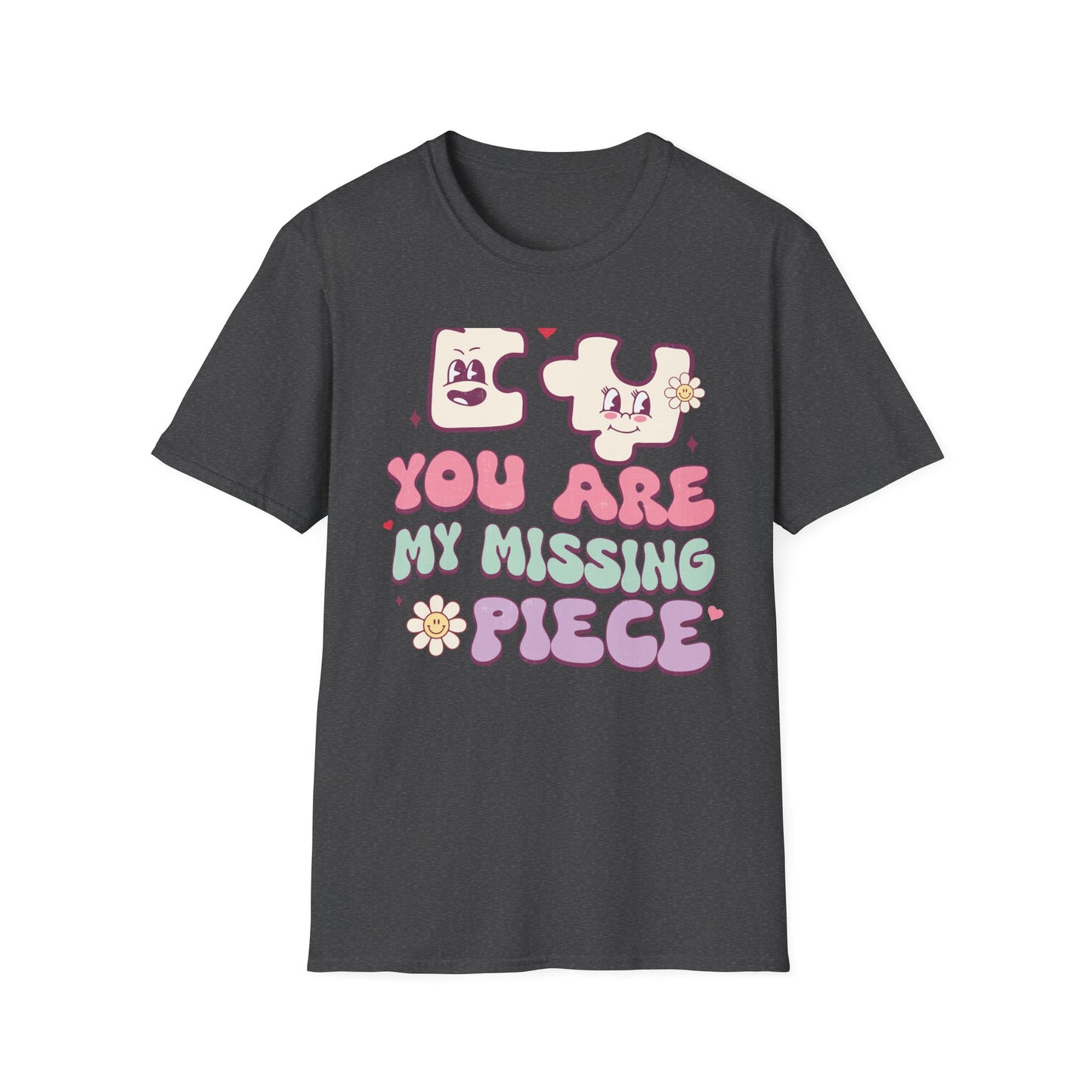 Groovy Retro Missing Piece Puzzle T-Shirt | Adorable Soulmate Couple Love & Valentine's Day Gift