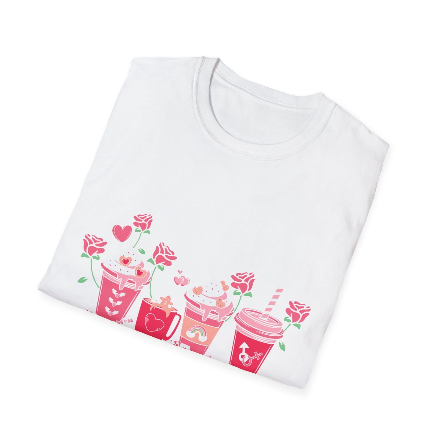 Charming Valentine's Sweet Treats T-Shirt | Adorable Love Drinks & Hearts Tee | Perfect Romantic Gift for Couples & Her