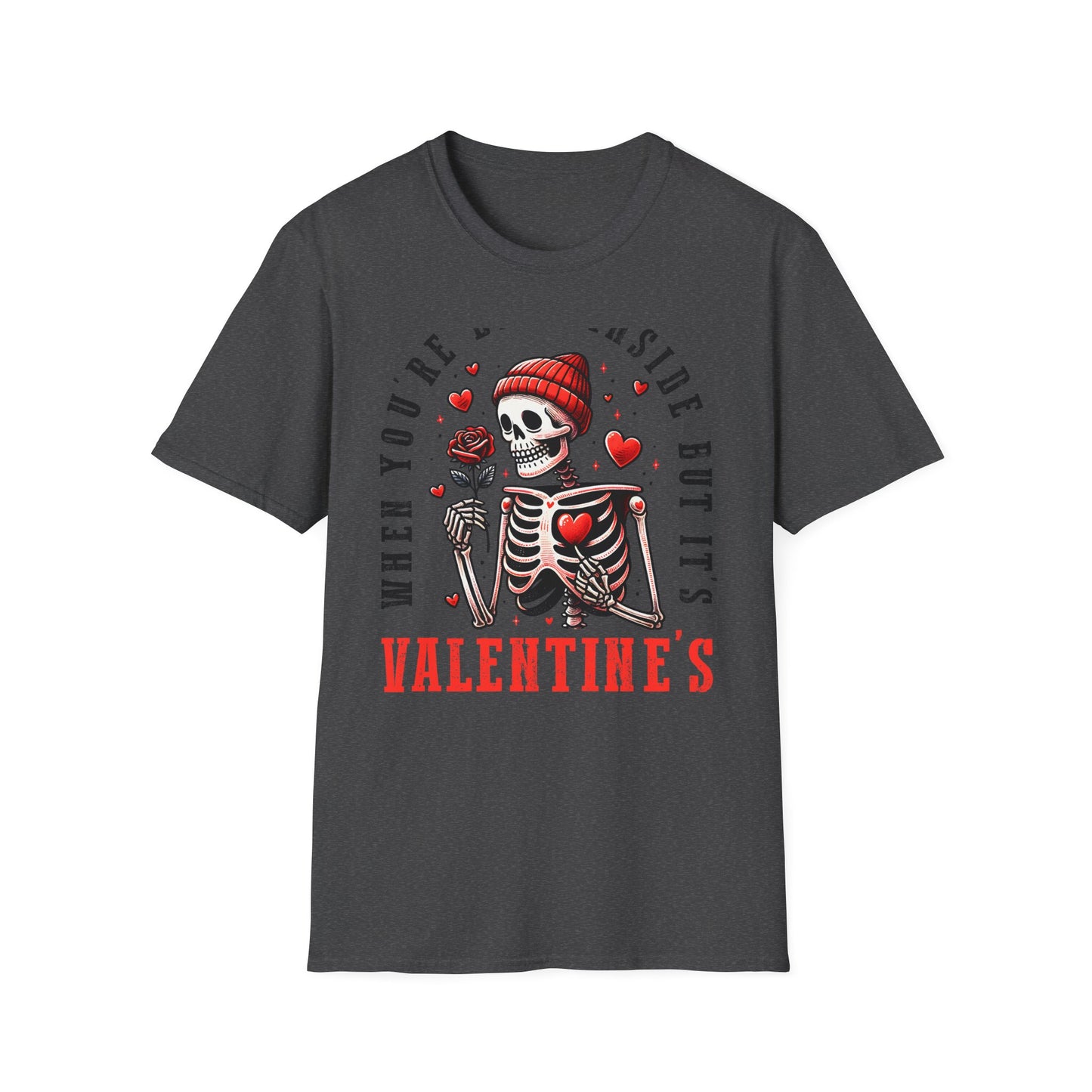 Awesome 'Dead Inside' Skeleton Valentine's T-Shirt | Unique Sarcastic Anti-Love Tee Gift for Emo & Goth Souls