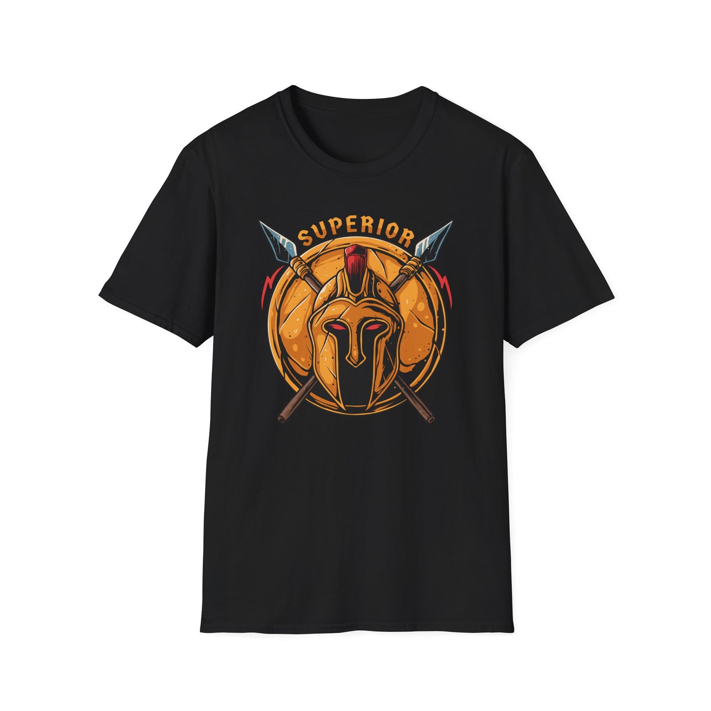 Superior Spartan Warrior T-Shirt: Epic Greek Helmet & Spears Design - Unleash Your Inner Strength