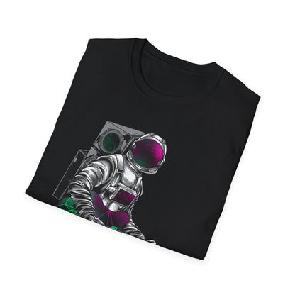 Cosmic Guitarist Astronaut T-Shirt | Electrifying Space Rocker Tee | Vibrant Sci-Fi Music Fan Gift