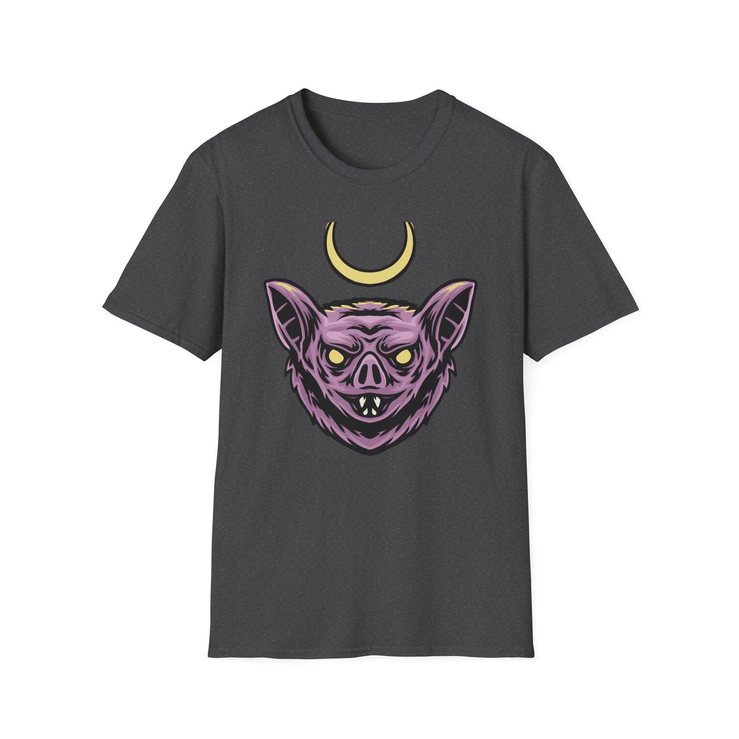 Mystical Crescent Moon Bat Creature T-Shirt - Gothic Vampire Beast Tee for Dark Fantasy & Horror Fans