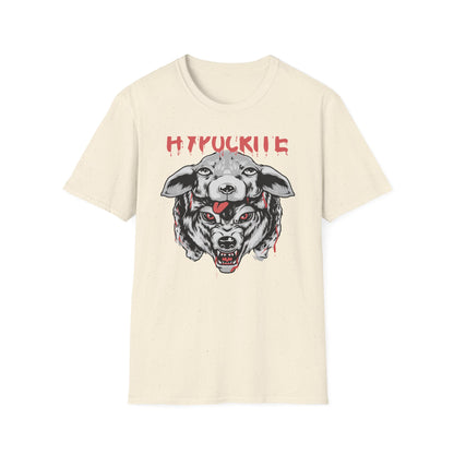 Bold Hypocrite T-Shirt: Fierce Wolf in Sheep's Clothing Design | Unapologetic Edgy Statement Graphic Tee