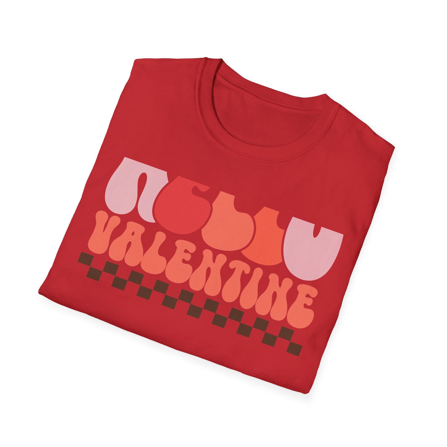 Groovy Hello Valentine T-Shirt - Retro 70s Style Tee with Checkerboard Print | Trendy Valentine's Day Gift for Her