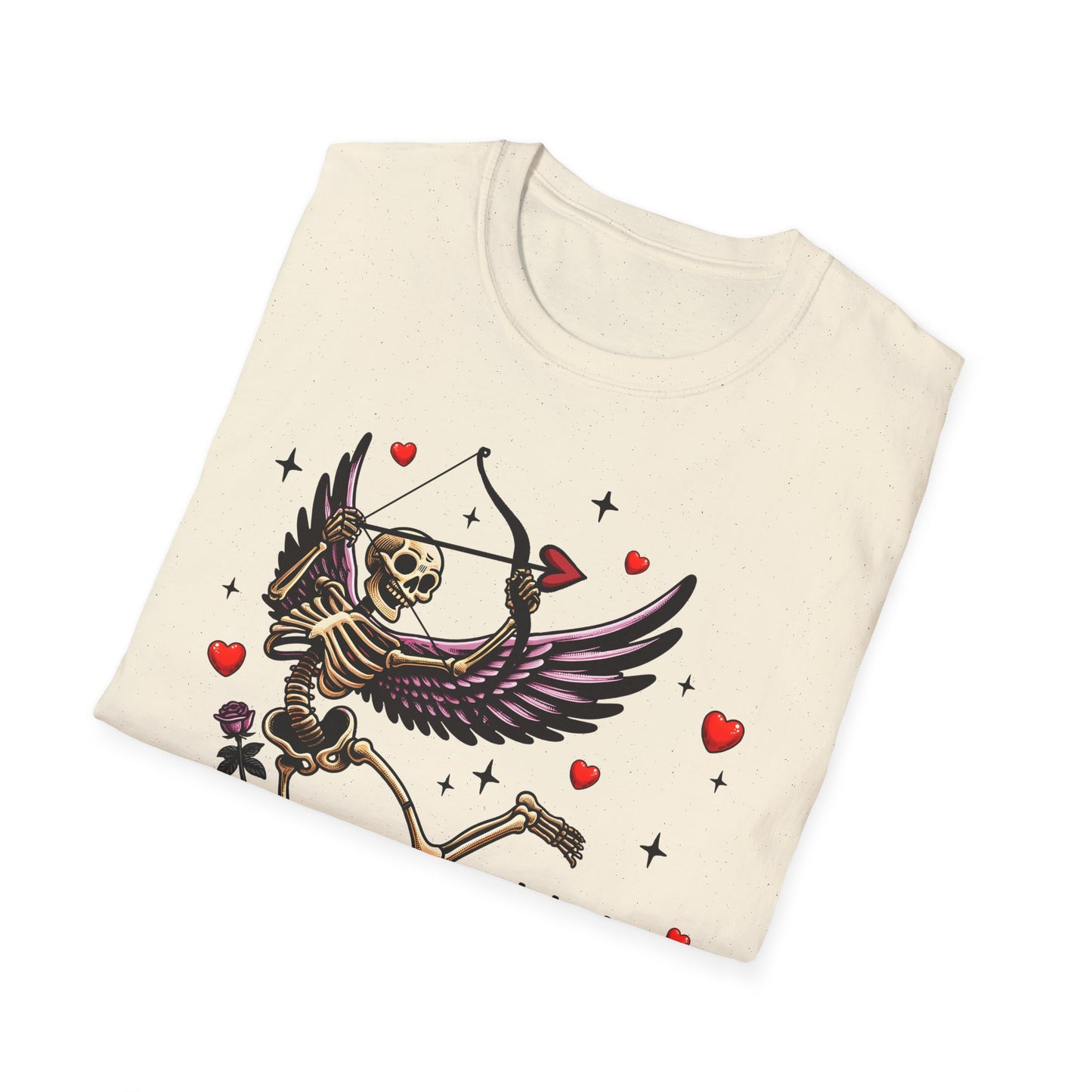 Dark Cupid Skeleton T-Shirt | Edgy Valentine's Day Love Tee | Unique Gothic Romance & Spooky Chic Gift