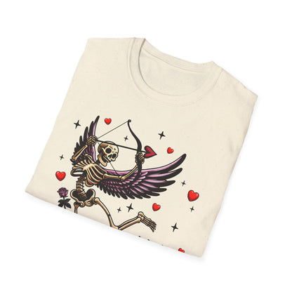Dark Cupid Skeleton T-Shirt | Edgy Valentine's Day Love Tee | Unique Gothic Romance & Spooky Chic Gift
