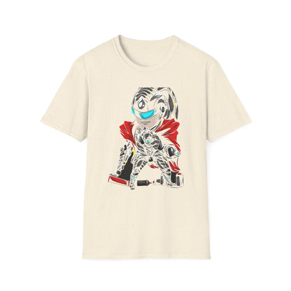 Dynamic Cyberpunk Graffiti T-Shirt - Futuristic Street Art Hero Tee for Gamers & Urban Artists