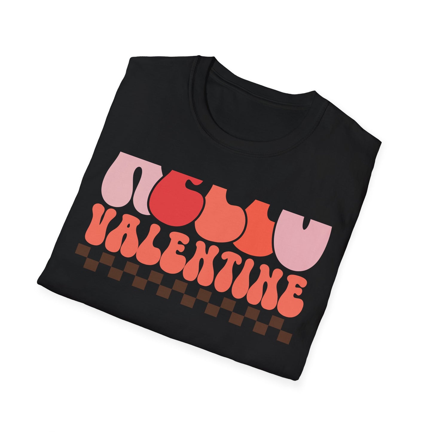 Groovy Hello Valentine T-Shirt - Retro 70s Style Tee with Checkerboard Print | Trendy Valentine's Day Gift for Her