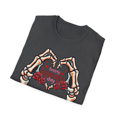 Romantic Skeleton Hands Heart T-Shirt | Till Death Do Us Part Valentine's Day Love Tee | Unique Rose Gift