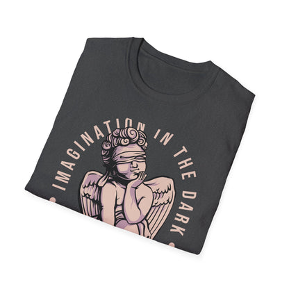 Captivating "Imagination in the Dark" Cherub T-Shirt - Aesthetic Blindfolded Angel Tee for Unique Style Seekers