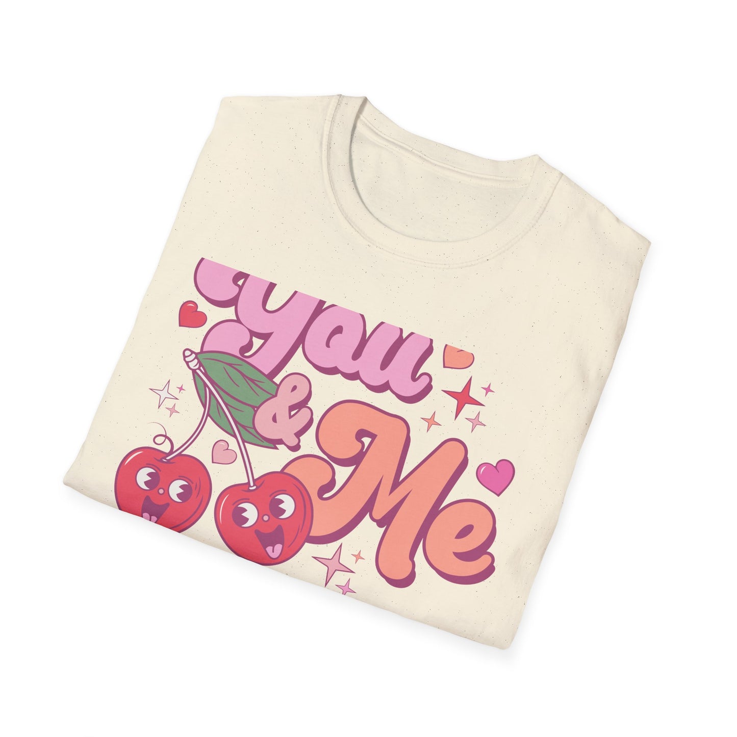 Sweet "You & Me" Retro Cherry T-Shirt - Adorable Couple's Love Tee, Perfect Valentine's Day Gift