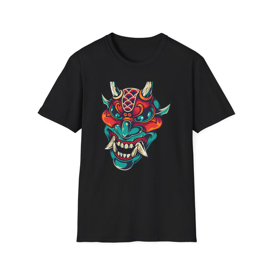 Epic Vibrant Japanese Oni Demon Mask T-Shirt | Mystical Hannya Culture Tee | Bold Streetwear Graphic Art