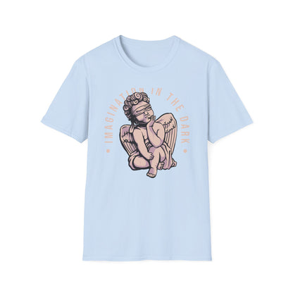 Captivating Blindfolded Cherub T-Shirt | 'Imagination In The Dark' Aesthetic Graphic Tee for Artistic Souls